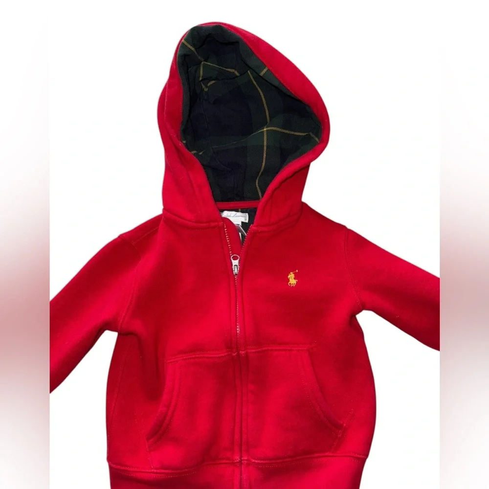 Ralph Lauren Kids Bright Red Zip-Up Hoodie Size 18 Month Baby